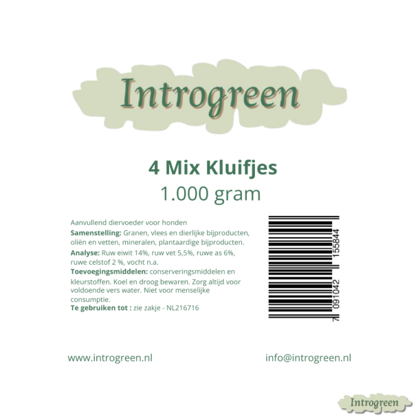 Ingrediënten 4 Mix Kluifjes voor honden