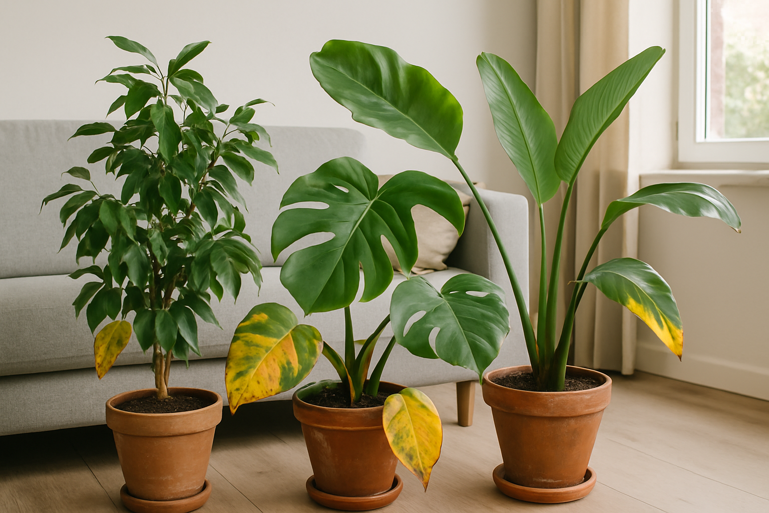 Hojas amarillas en plantas de interior: ejemplos