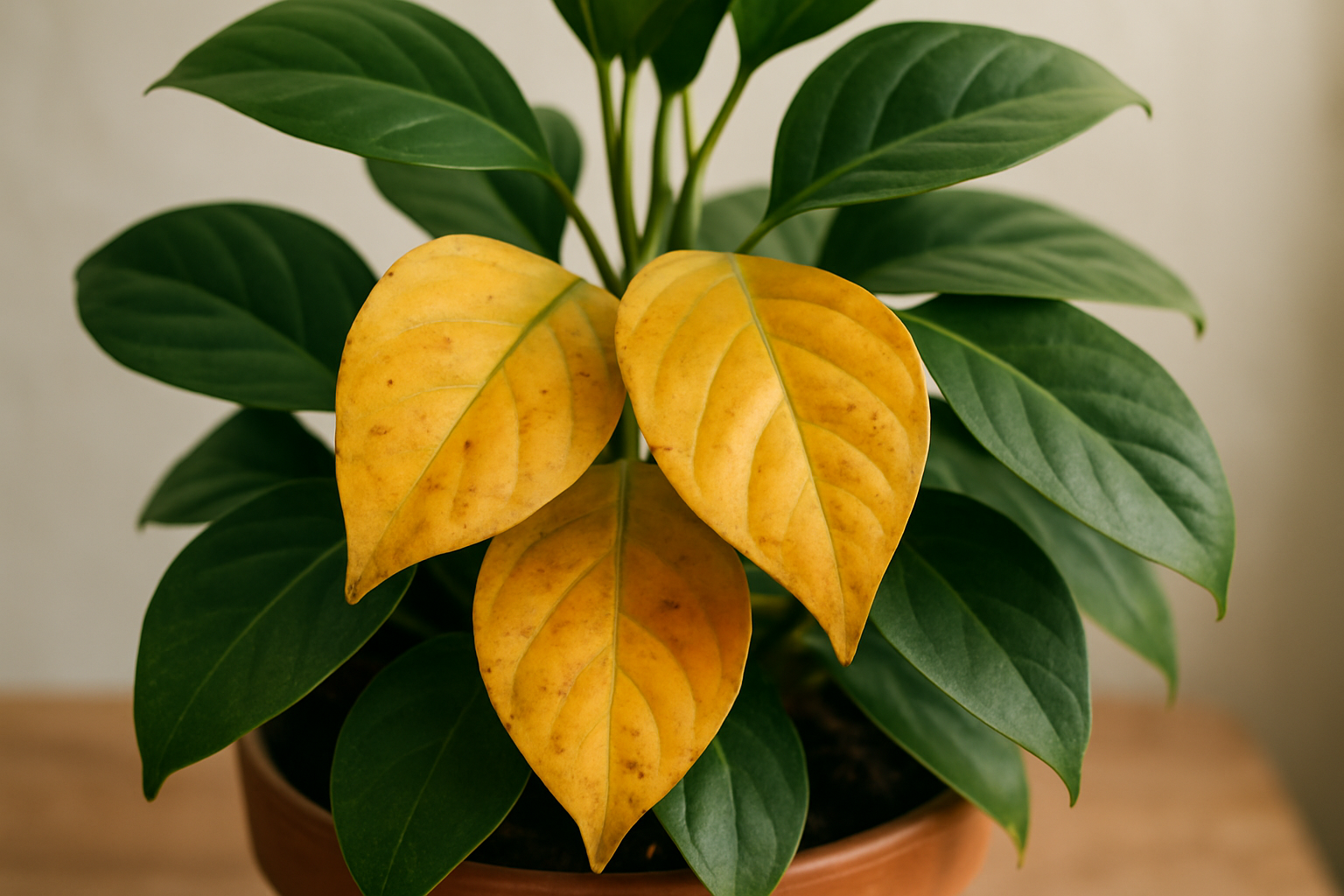 Hojas amarillas en plantas de interior: causas y soluciones