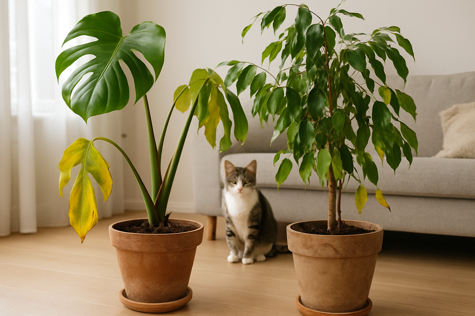 Ejemplos: plantas de interior con estrés tras el traslado