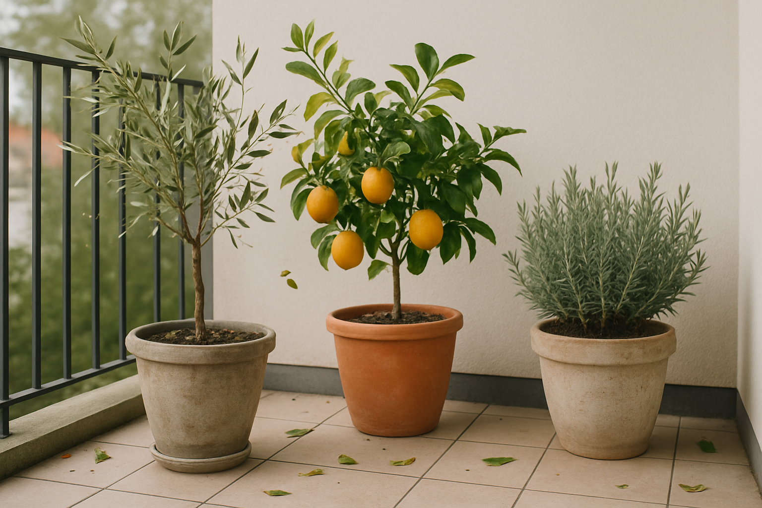 Ejemplos: plantas de exterior en maceta con estrés tras el traslado