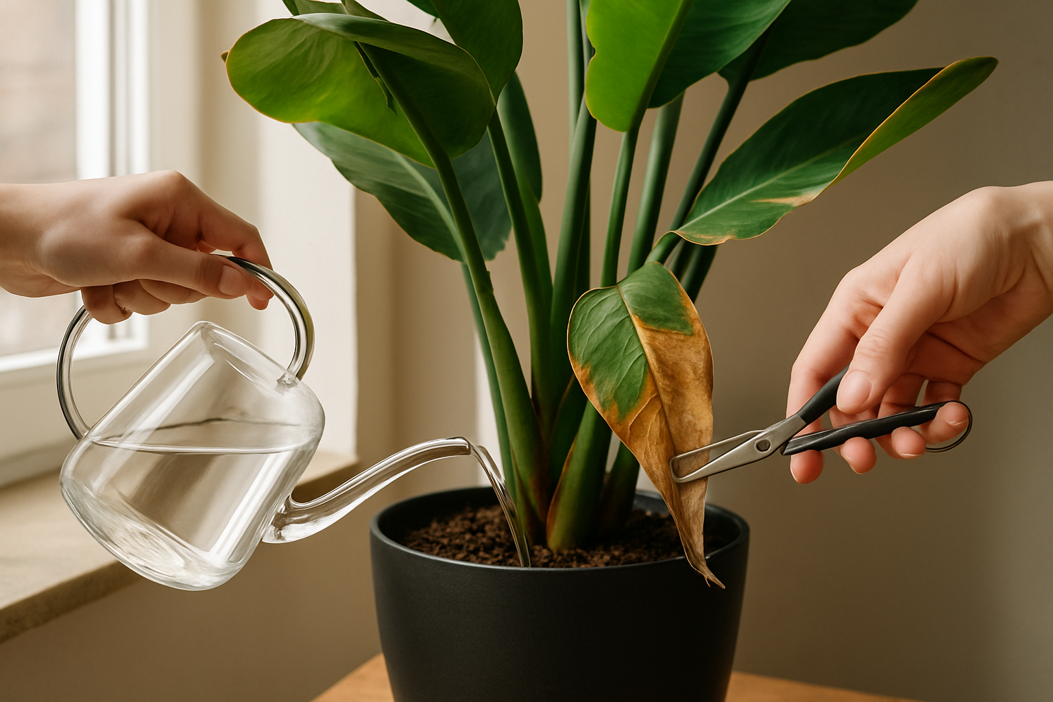 Cuidados de la Strelitzia: luz, agua y mantenimiento