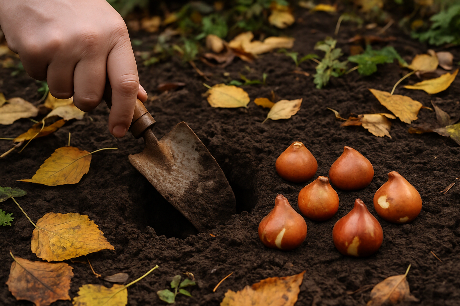 Bulbos de tulipán plantar y ubicación